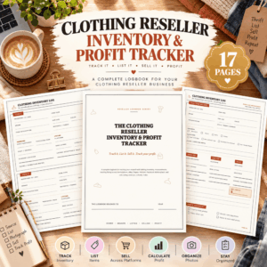 Clothing Reseller Inventory & Profit Tracker Printable – 17-Page Business Planner