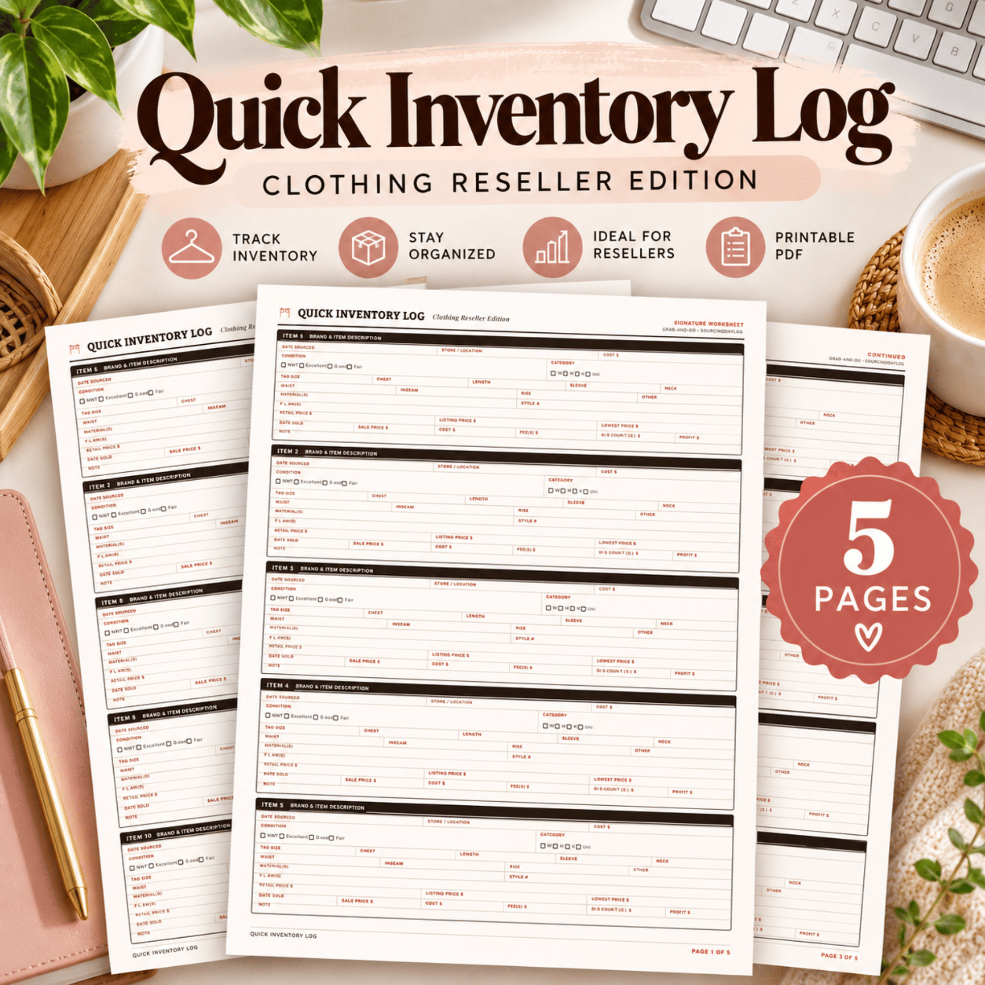 Quick Inventory Log – Clothing Reseller Inventory & Profit Tracker Printable PDF 1 Quick Inventory Log – Clothing Reseller Inventory & Profit Tracker Printable PDF