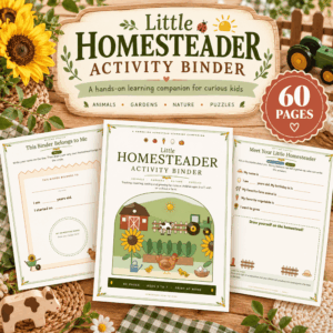 Little Homesteader Activity Binder – 60-Page Farm Animal, Gardening & Preschool Printable Workbook