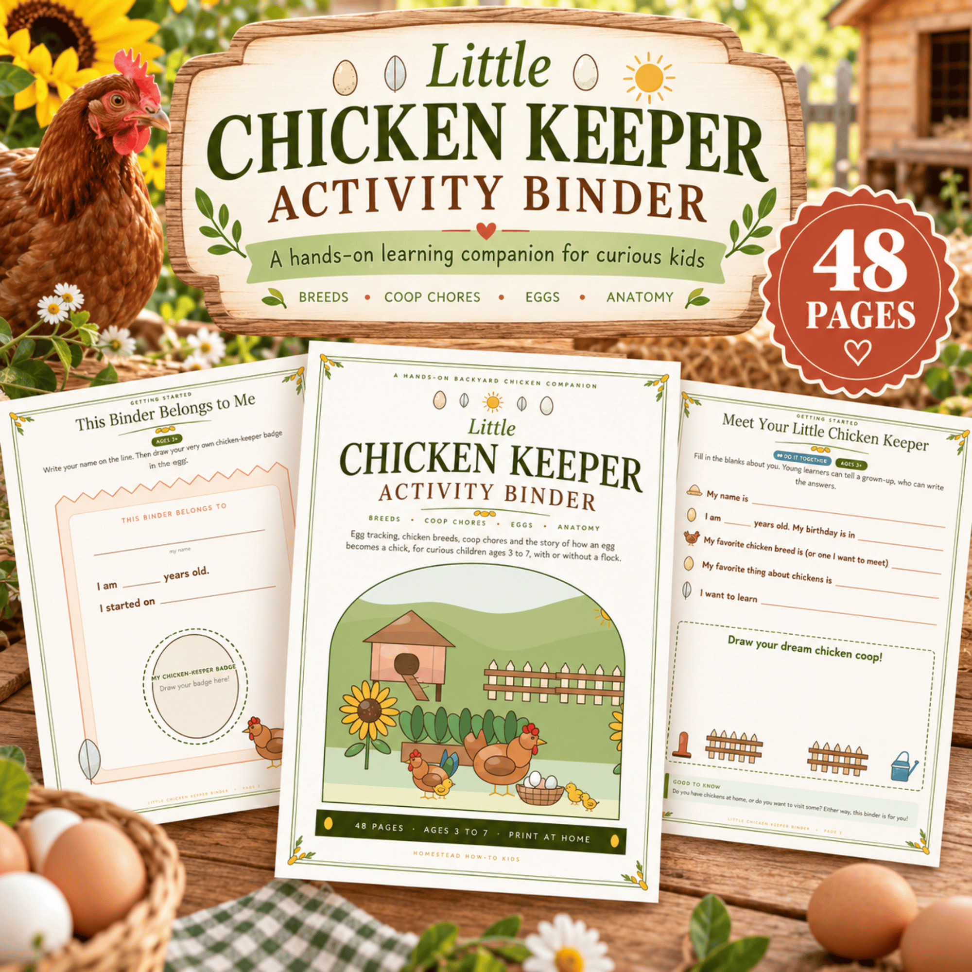 Little Chicken Keeper Activity Binder – 48-Page Chicken Care & Farm Animal Printable Workbook 1 Little Chicken Keeper Activity Binder – 48-Page Chicken Care & Farm Animal Printable Workbook