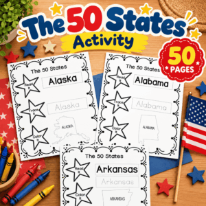 The 50 States Activity Printable – 50 Geography Worksheets for Kids