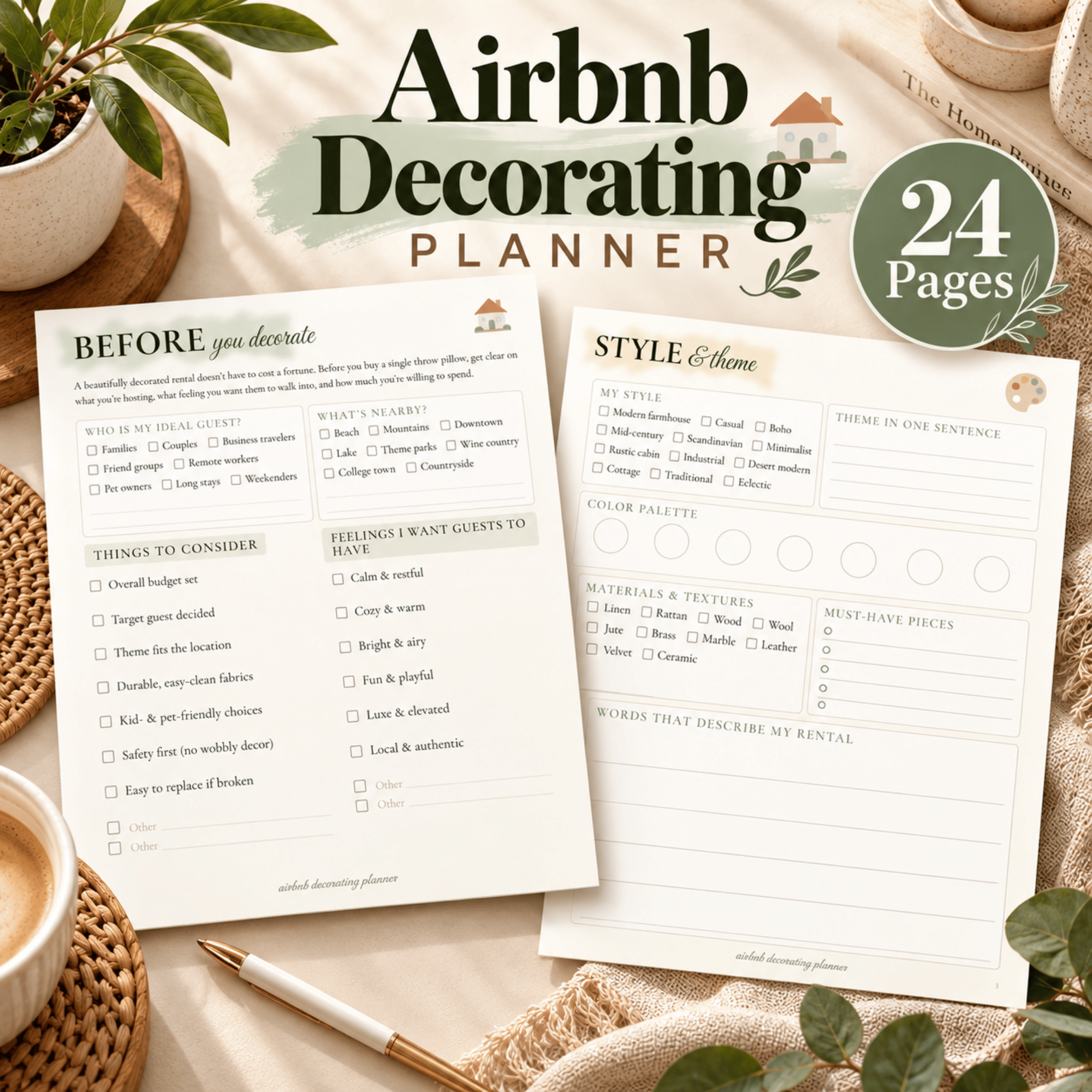 Airbnb Decorating Planner Printable – 24-Page Vacation Rental Decor Organizer 1 Airbnb Decorating Planner Printable – 24-Page Vacation Rental Decor Organizer
