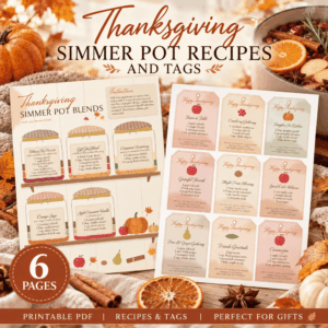 Thanksgiving Simmer Pot Recipes and Printable Gift Tags
