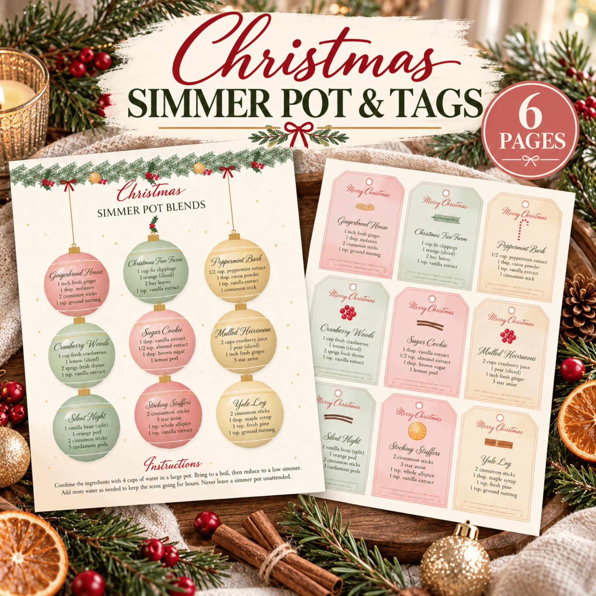 Christmas Simmer Pot Recipes & Printable Gift Tags 1 Christmas Simmer Pot Recipes & Printable Gift Tags