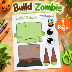 Build a Zombie Printable Halloween Cut and Paste Craft for Kids