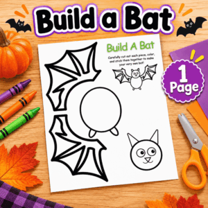Build a Bat Printable Halloween Cut and Paste Craft for Kids