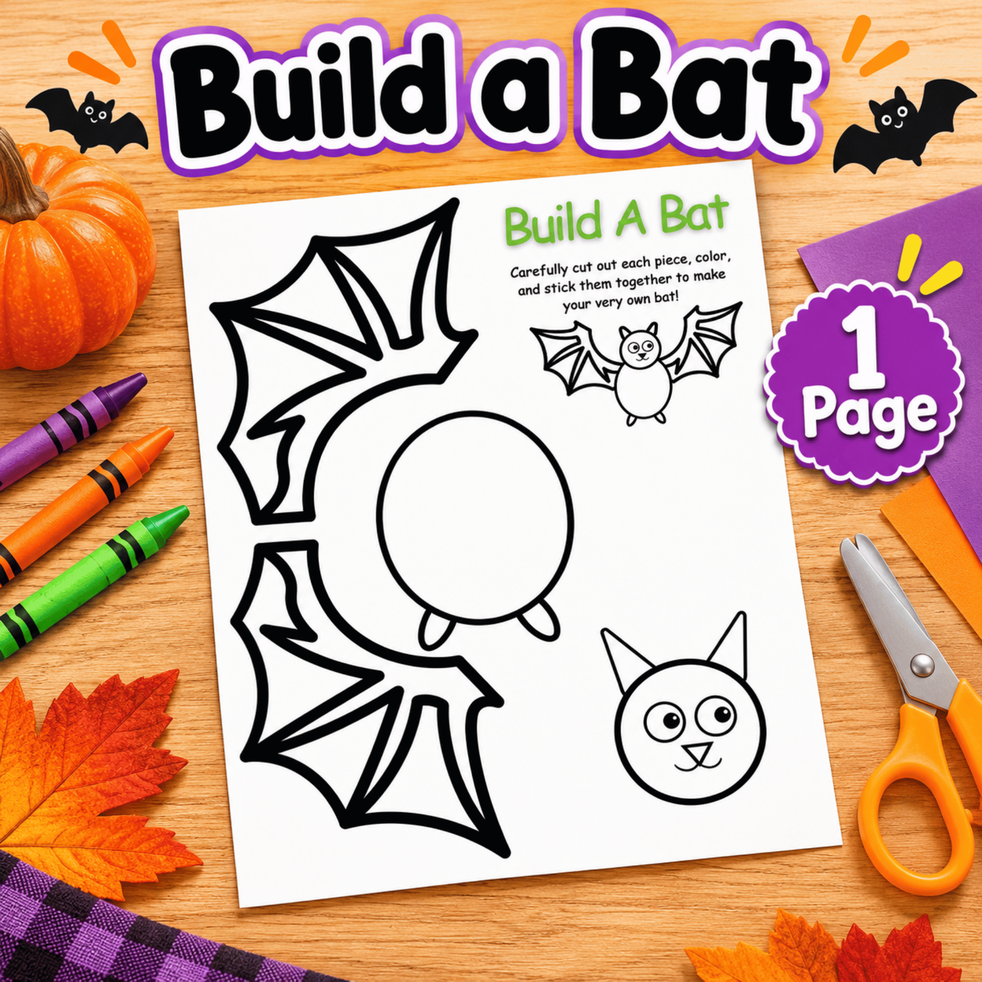 Build a Bat Printable Halloween Cut and Paste Craft for Kids 1 Build a Bat Printable Halloween Cut and Paste Craft for Kids