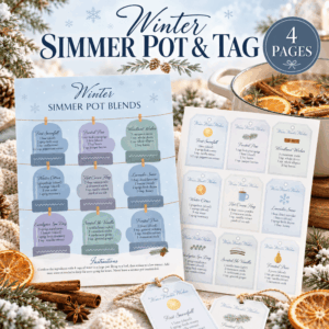 Winter Simmer Pot Recipes & Printable Gift Tags – 4-Page Digital Download
