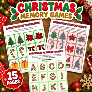 Christmas Memory Games Printable Bundle for Preschool and Kindergarten