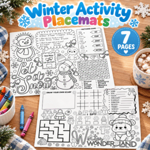 Winter Activity Placemats Printable &ndash; 7-Page Winter & Christmas Kids Activity Pack