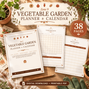 Zone 9 Vegetable Garden Planner & Calendar – 38-Page Printable PDF