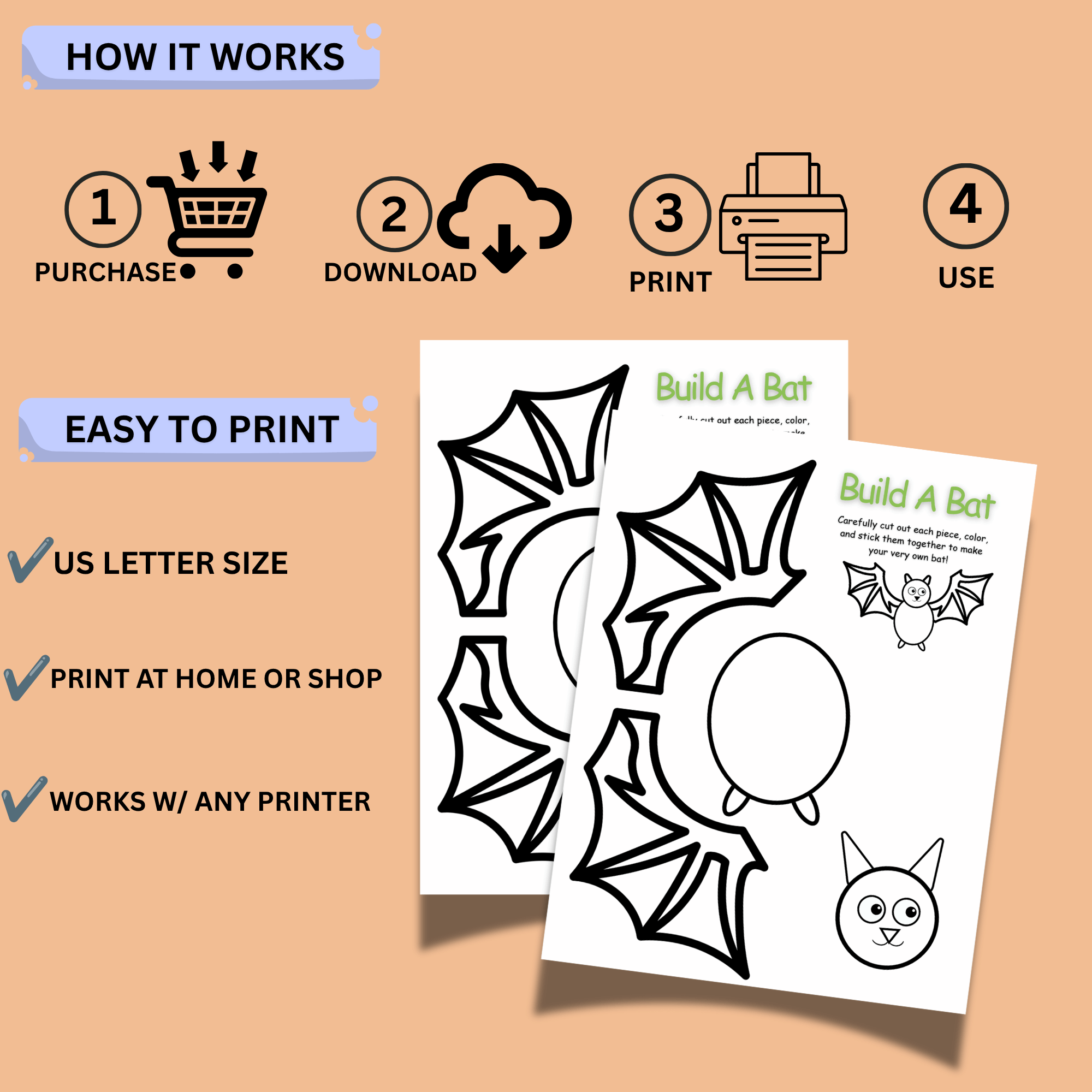 Build a Bat Printable Halloween Cut and Paste Craft for Kids 5 Build a Bat Printable Halloween Cut and Paste Craft for Kids - Image 5
