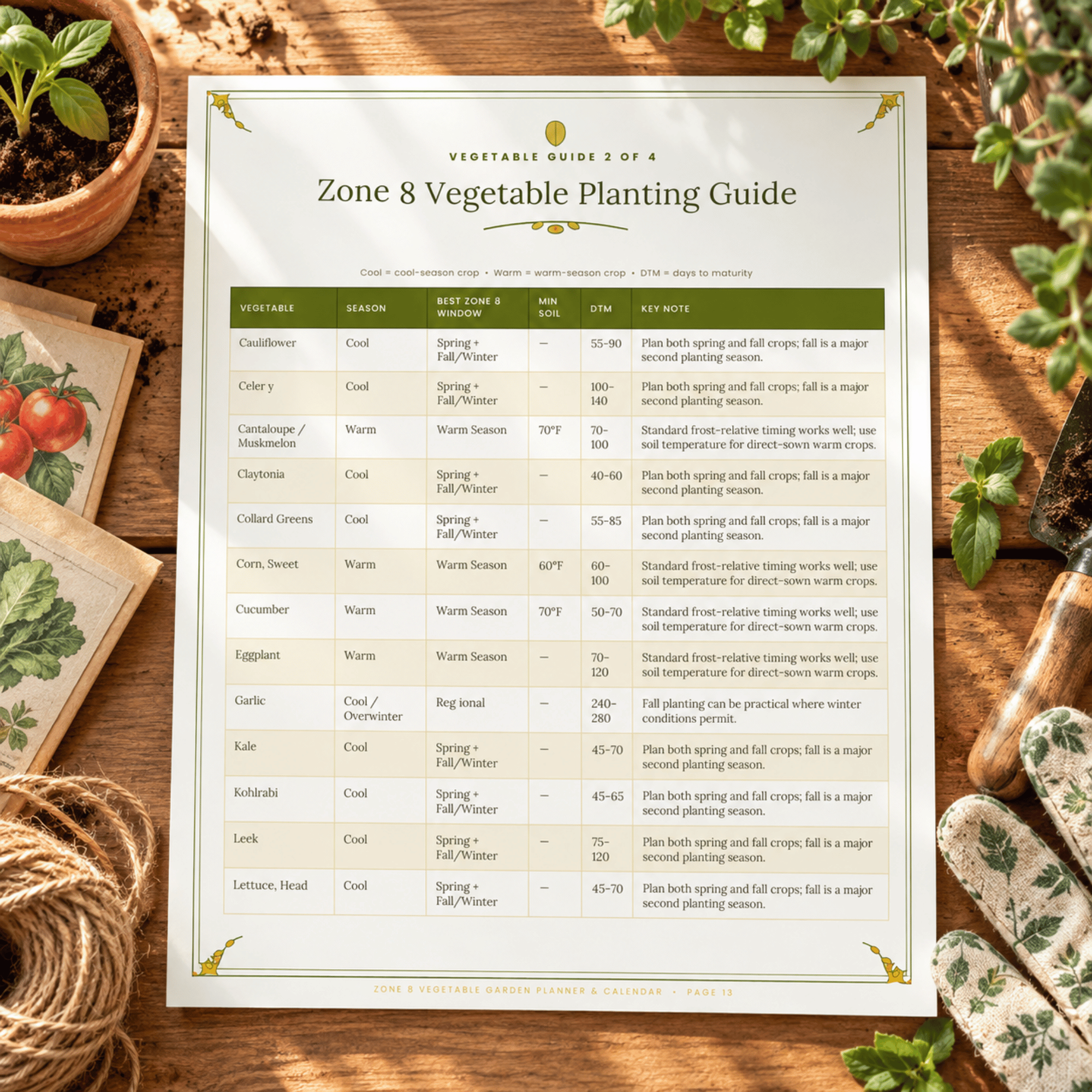 Zone 8 Vegetable Garden Planner & Calendar – 37-Page Printable 6 Zone 8 Vegetable Garden Planner & Calendar – 37-Page Printable - Image 6