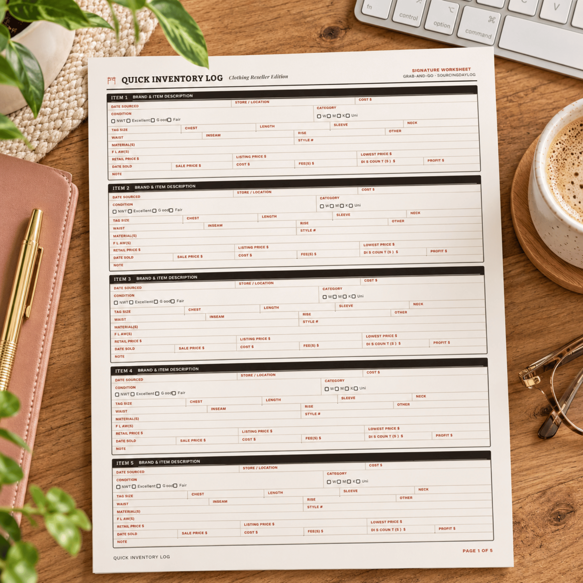 Quick Inventory Log – Clothing Reseller Inventory & Profit Tracker Printable PDF 3 Quick Inventory Log – Clothing Reseller Inventory & Profit Tracker Printable PDF - Image 3