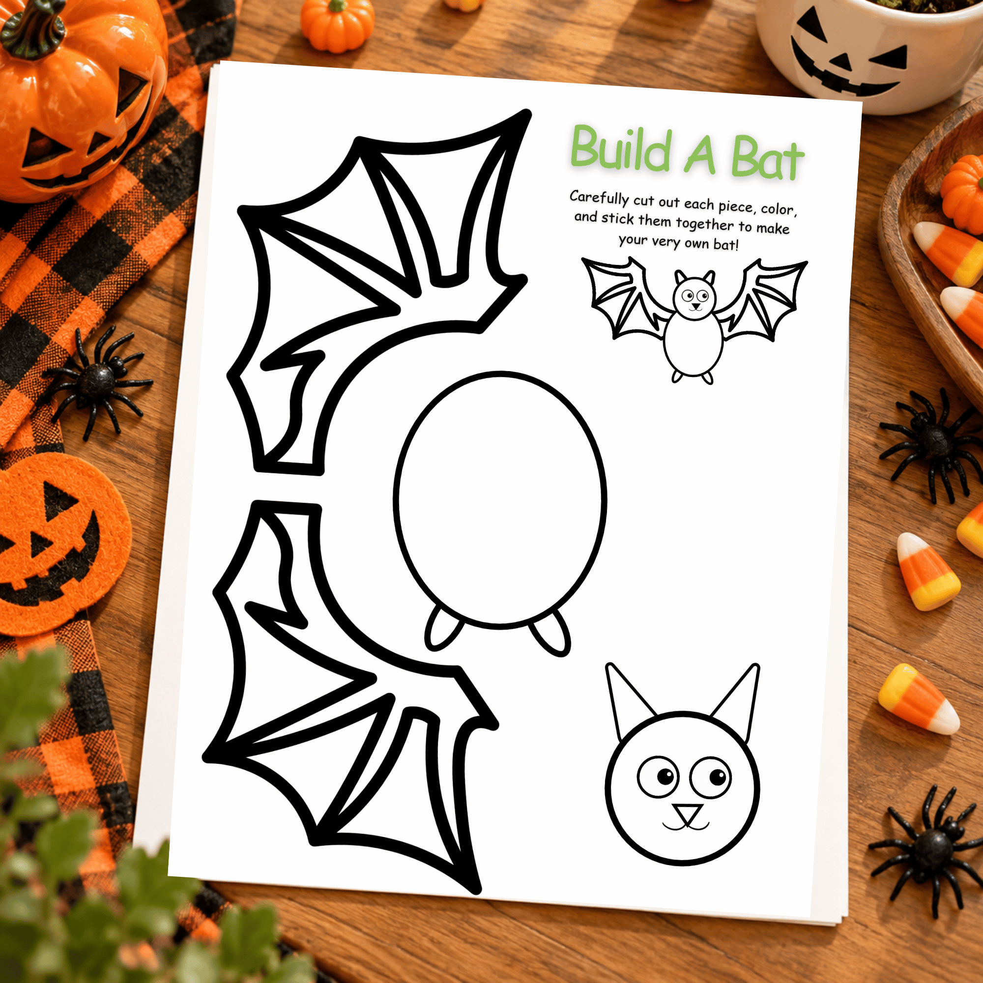 Build a Bat Printable Halloween Cut and Paste Craft for Kids 3 Build a Bat Printable Halloween Cut and Paste Craft for Kids - Image 3
