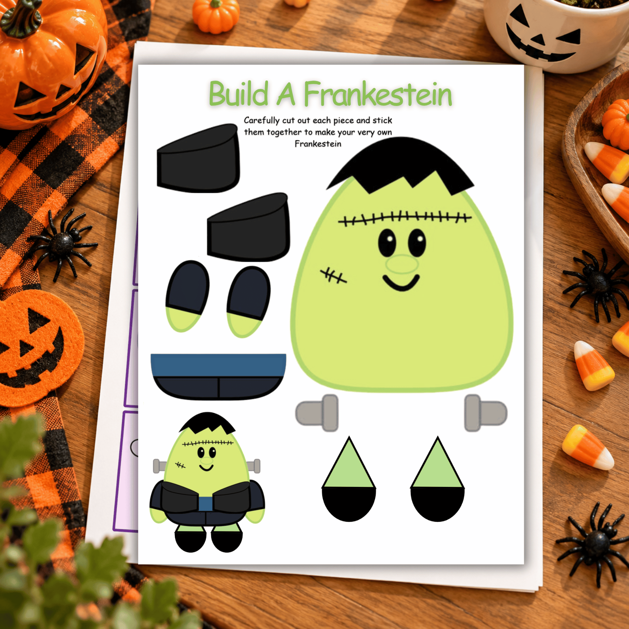 Build a Frankenstein Printable Halloween Cut and Paste Craft for Kids 3 Build a Frankenstein Printable Halloween Cut and Paste Craft for Kids - Image 3