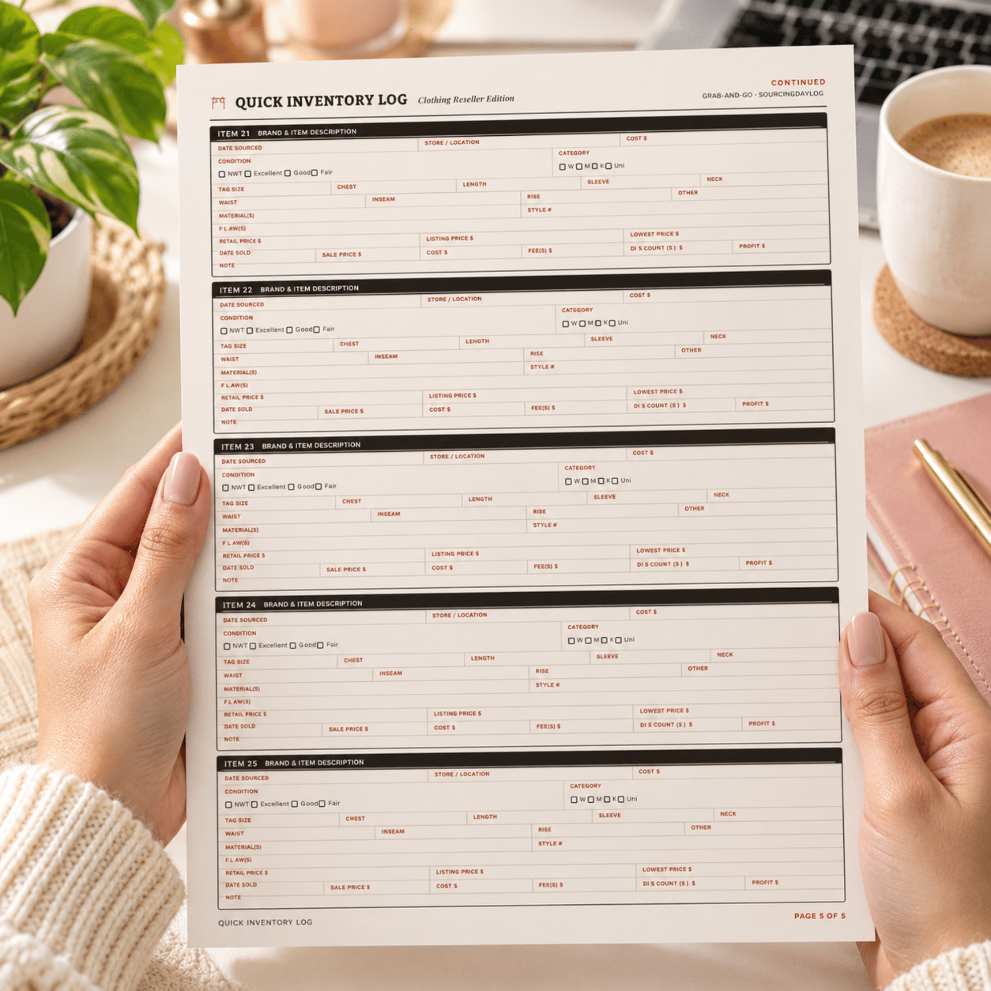 Quick Inventory Log – Clothing Reseller Inventory & Profit Tracker Printable PDF 4 Quick Inventory Log – Clothing Reseller Inventory & Profit Tracker Printable PDF - Image 4