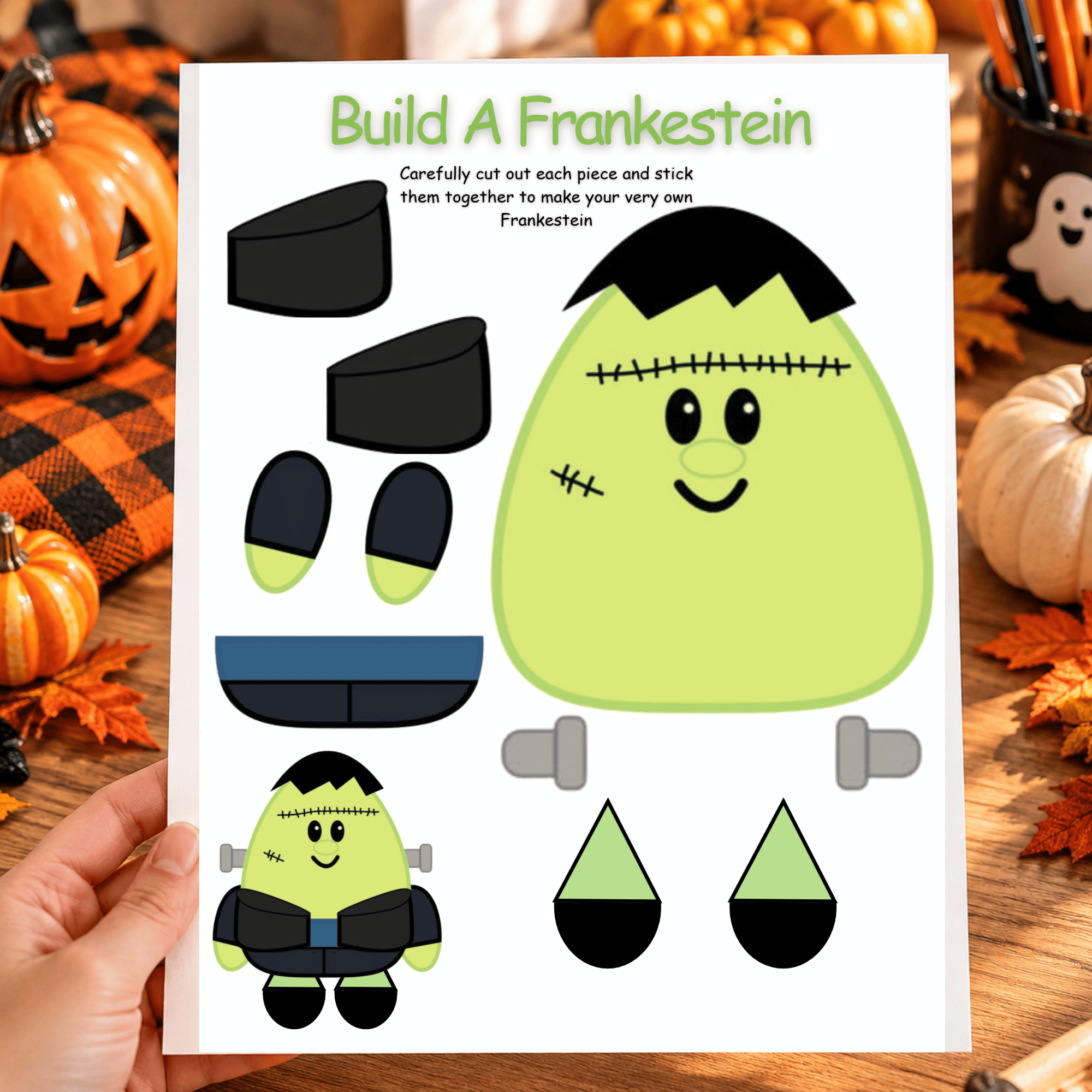 Build a Frankenstein Printable Halloween Cut and Paste Craft for Kids 4 Build a Frankenstein Printable Halloween Cut and Paste Craft for Kids - Image 4