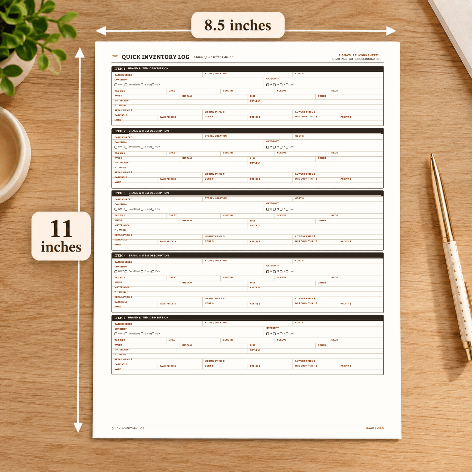 Quick Inventory Log – Clothing Reseller Inventory & Profit Tracker Printable PDF 6 Quick Inventory Log – Clothing Reseller Inventory & Profit Tracker Printable PDF - Image 6