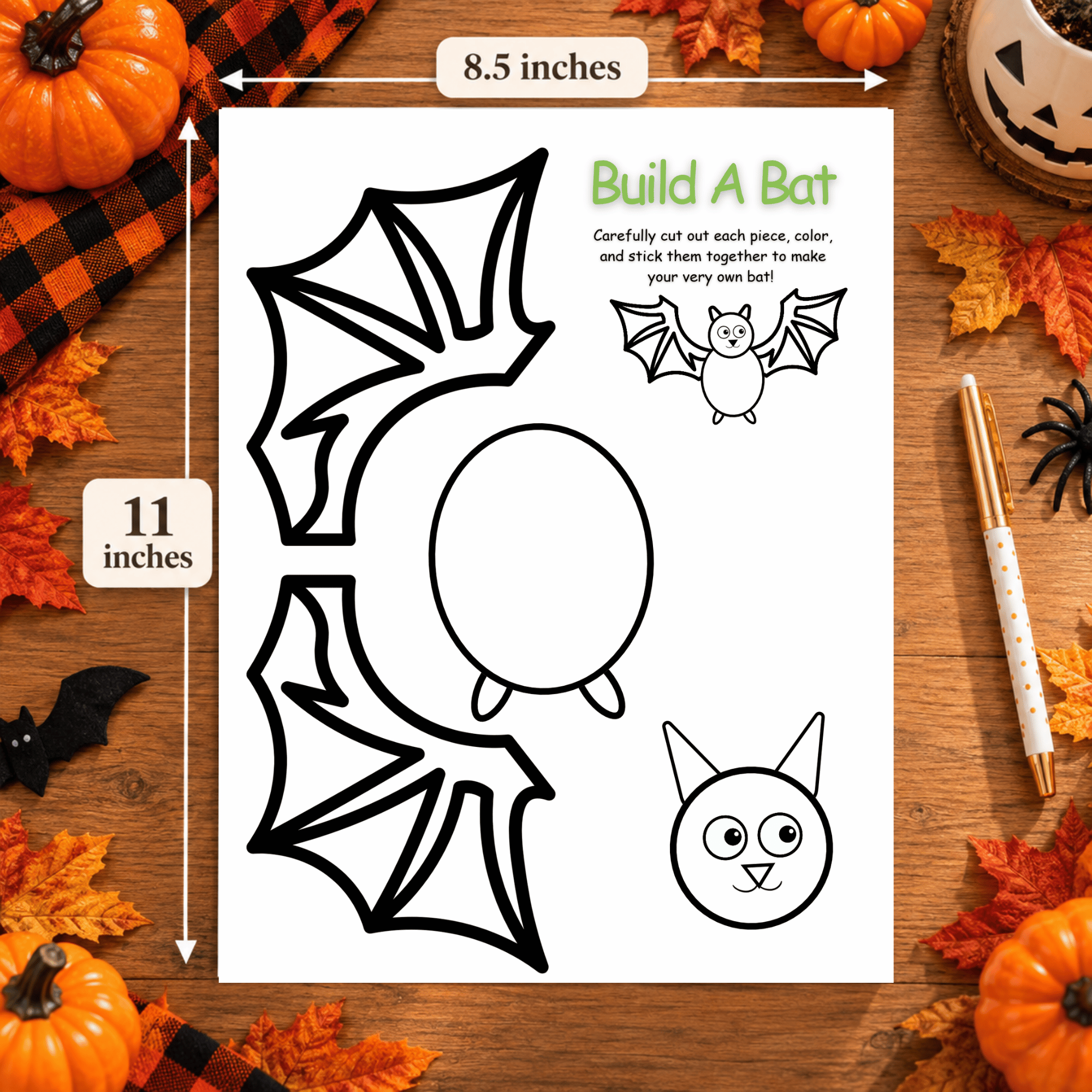 Build a Bat Printable Halloween Cut and Paste Craft for Kids 6 Build a Bat Printable Halloween Cut and Paste Craft for Kids - Image 6
