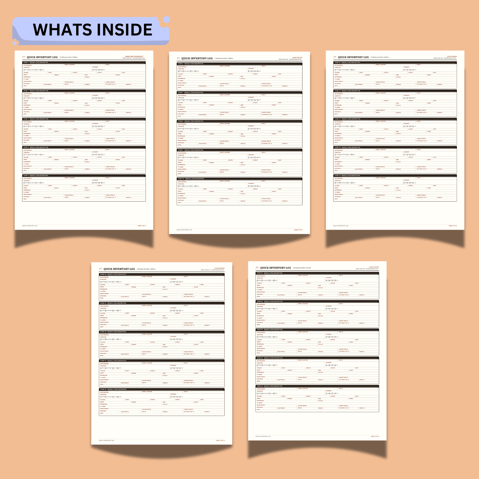 Quick Inventory Log – Clothing Reseller Inventory & Profit Tracker Printable PDF 2 Quick Inventory Log – Clothing Reseller Inventory & Profit Tracker Printable PDF - Image 2