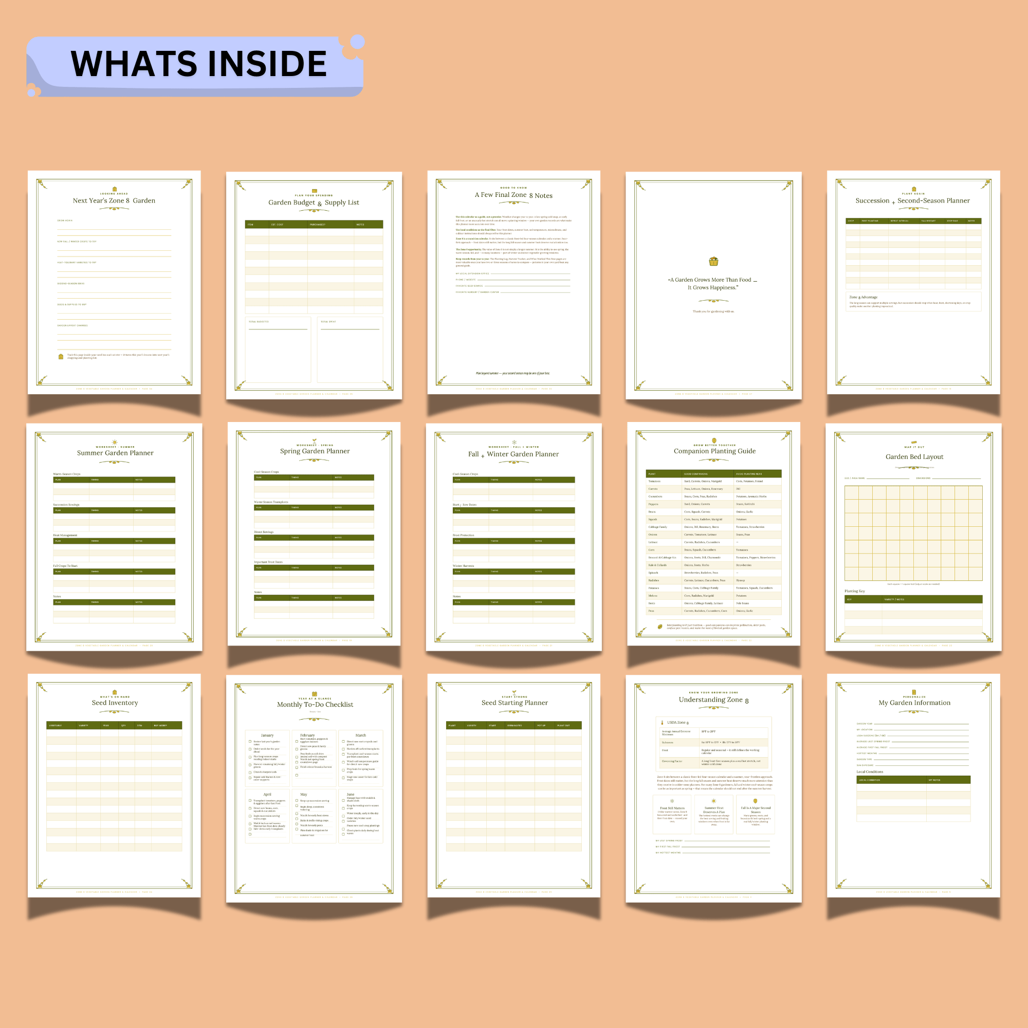 Zone 8 Vegetable Garden Planner & Calendar – 37-Page Printable 4 Zone 8 Vegetable Garden Planner & Calendar – 37-Page Printable - Image 4