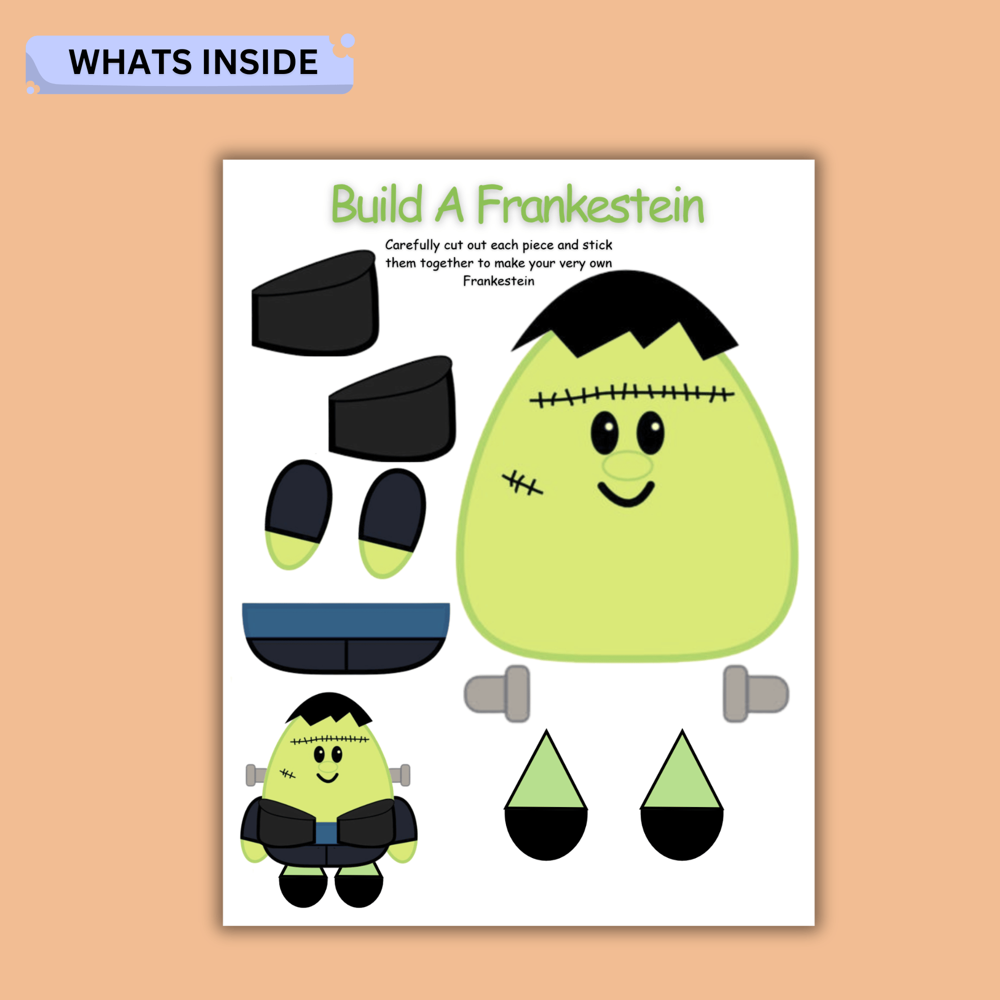Build a Frankenstein Printable Halloween Cut and Paste Craft for Kids 2 Build a Frankenstein Printable Halloween Cut and Paste Craft for Kids - Image 2