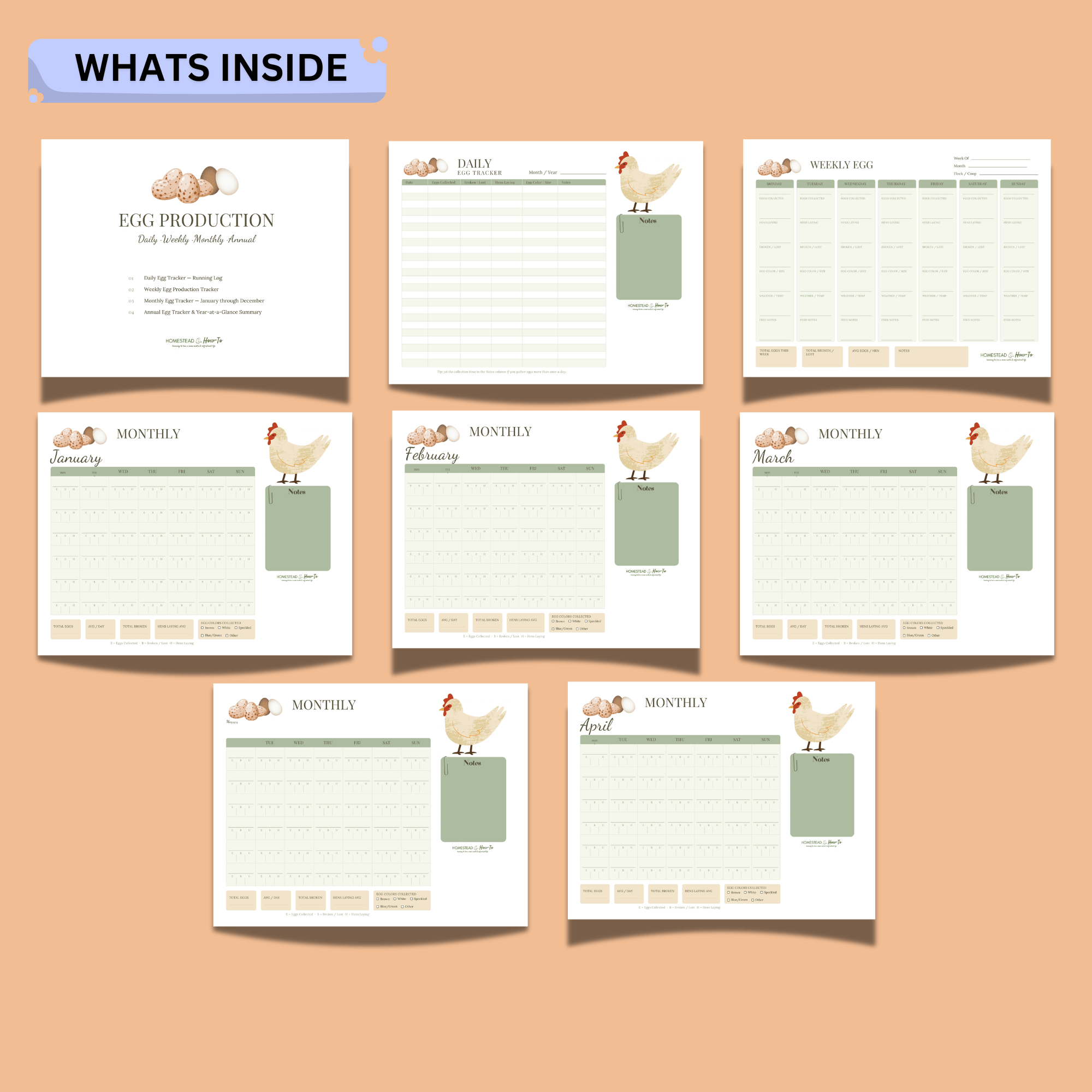 Egg Production Tracker Printable – 16-Page Daily, Weekly, Monthly & Annual Chicken Egg Log 3 Egg Production Tracker Printable – 16-Page Daily, Weekly, Monthly & Annual Chicken Egg Log - Image 3